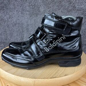 Baldinini Patent Leather Ankle Boots Women 6 / 36 Black Square Toe Made in Italy